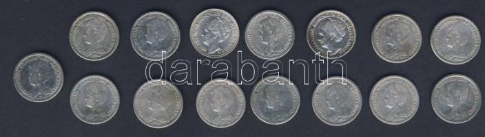 Hollandia 1914-41. 25c Ag (15x) 6x klf évszámokkal T:1/2,2,3