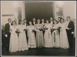 cca 1935 Báli ruhák divatja Budapesten, 3 db vintage fotó, 18x24 cm