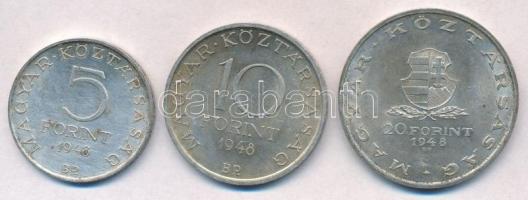1948. 5Ft Ag "Petőfi" + 10Ft Ag "Széchenyi" + 20Ft Ag "Táncsics" - &qu...