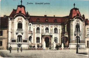 Zsolna, Sillein, Zilina - 2 db régi városképes lap: Rosenfeld palota, Osztrák-magyar bank / 2 pre-1945 town-view postcards: palace, Austro-Hungarian bank