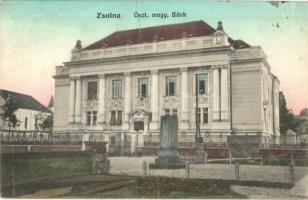 Zsolna, Sillein, Zilina - 2 db régi városképes lap: Rosenfeld palota, Osztrák-magyar bank / 2 pre-19...