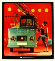 cca 1965 VEB Fahrzeugwerk Multicar NDK reklámplakát, kétoldalas, 36x32 cm