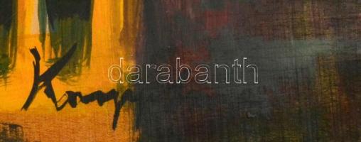 Knopp jelzéssel: Várakozók. Olaj, falemez, keretben, 40×60 cm