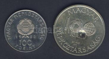 1980. 100Ft "Szovjet-magyar közös űrrepülés" T:BU + 1985. 100Ft "Labdarúgó VB" erős ütésnyommal T:BU