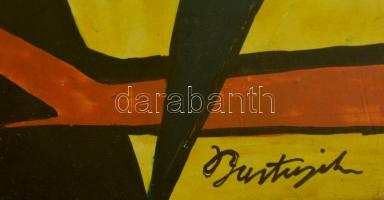 Bortnyik jelzéssel: Kompozíció. Vegyes technika, papír, üvegezett keretben, 20×30 cm