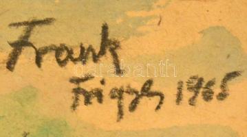 Frank jelzéssel: Utca részlet. Akvarell-szén, papír, üvegezett keretben, 20×29 cm