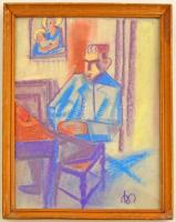 BA jelzéssel: Ülő férfi. Pasztell, papír, üvegezett keretben, 42×28 cm