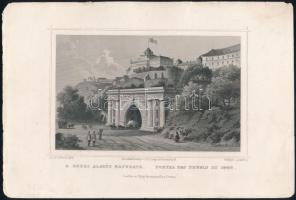 cca 1850 A budai Alagút kapuzata (és a régi várpalota) Ludwig Rohbock (1820-1883): acélmetszete, papír, / Engraving 17x24 cm