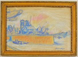 Diener jelzéssel: Katedrálisa a folyónál. pasztell, papír, üvegezett kereteben, 38×40 cm