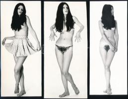 cca 1972 Pöttyös szoknya, western bugyi rejtett titka, 6 db szolidan erotikus vintage fénykép, 17x7 cm / 6 erotic photos