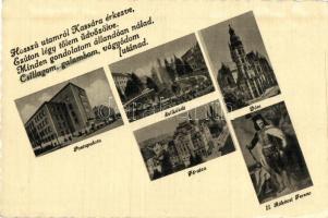 Kassa, Kosice - 3 db régi városképes lap / 3 pre-1945 town-view postcards