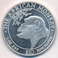 Szomália 2000. 10$ Ag Afrikai majom T:2(PP) Somalia 2000. 10 Dollars Ag The African Monkey C:XF(PP)