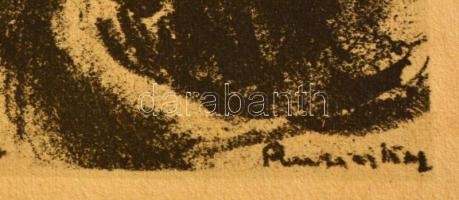 Ruzicskay György (1896-1993): A pokol tornácán. Algrafia, papír, jelzett az algrafián, 24×18 cm