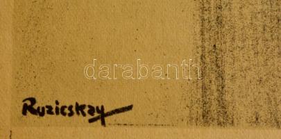 Ruzicskay György (1896-1993): Kiüzetés. Algrafia, papír, jelzett az algrafián, 24×18 cm