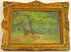 Kovácsik András (1889-?): Erdei pad. Olaj, vászon, jelzett, javított keretben, 42×52 cm