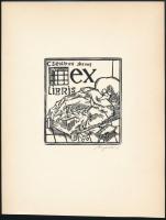 Gyulai Líviusz (1937-): Ex Libris Csendes József. Linó, papír, jelzett, 10×9 cm