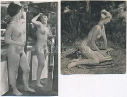 cca 1960 Tiszavölgyi József aláírásával, illetve pecsétjével jelzett, 2 db szolidan erotikus fénykép, 10x9 cm és 13x8 cm
