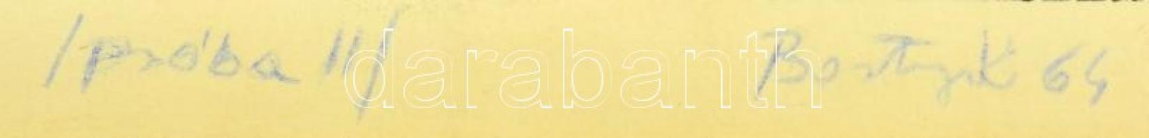 Bortnyik Sándor (1893-1976): Próba II, női portré, linó, papír, utólagos jelzéssel, kartonra ragaszt...