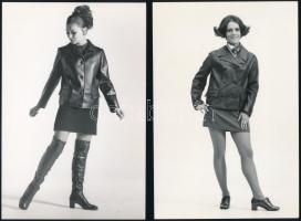1969 Bőr cuccok férfi és női divatja, 4 db vintage divatfotó, 17,5x12 cm