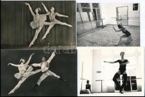 cca 1970 Balettjelenetek, 3 db vintage fotó és 2 db fotólap közös tétele, 8x11 cm és 15x10 cm között