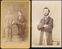 cca 1862 Vizitkártya méretű fényképek, 2 db vintage fotó, 10x6 cm