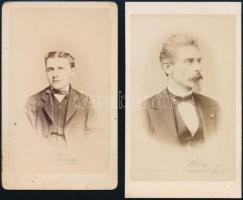 cca 1863 Vizitkártya méretű fényképek feliratozva, 2 db vintage fotó, 10x6 cm