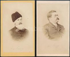 cca 1863 Vizitkártya méretű fényképek feliratozva, 2 db vintage fotó, az egyiken törésvonal, 10x6 cm