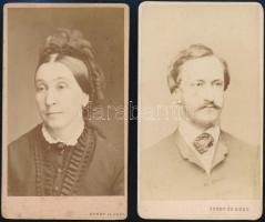 cca 1866 Gondy és Egey debreceni műterméből 2 db vizitkártya méretű fénykép, 10,5x6 cm