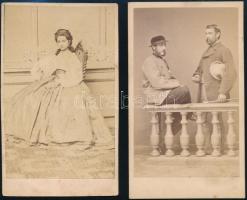 cca 1861 Vizitkártya méretű fényképek, 2 db vintage fotó, 10x6 cm