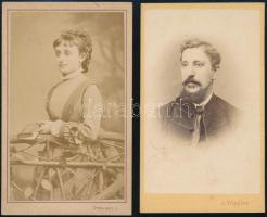 cca 1864 Vizitkártya méretű fényképek, 2 db vintage fotó, 10x6 cm