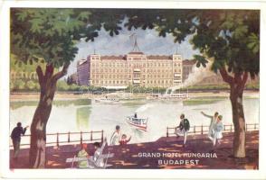 Budapest V. Grand Hotel Hungaria szálloda reklámlapja, gőzhajók (EK)