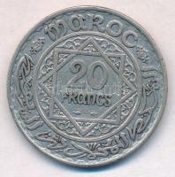 Marokkó 1934. 20Fr Ag "V. Mohamed" T:2 Morocco 1934. 20 Francs Ag "Mohammed V" C:XF Krause Y#39