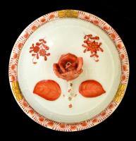 Herendi Apponyi mintás porcelán cukortartó, kézzel festett, jelzett, hibátlan, m: 9 cm, d: 9 cm