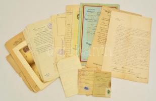cca 1910-1937 Vegyes papírrégiség tétel 16 db okmánybélyeges okmány