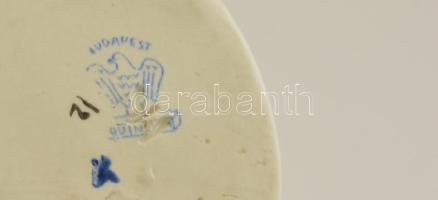 Aquincumi porcelán kolibri, kézzel festett, jelzett, hibátlan, m: 12 cm