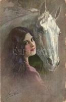 8 db régi ló motívumlap, lovas képeslap / 8 pre-1945 horse motive cards