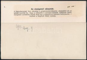 1913 Polgármester választás Ivry ben elszigetelt szavazófülkében. Az Est hozzátűzött szöveggel jelze...