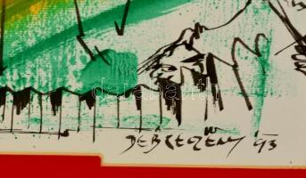 Debreczeny Zoltán (1952- ): vegyes technika, papír, jelzett, paszpartuban, alumínium keretben, 44×34...