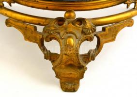 Jelzett (L.M.&) kézzel festett padlóváza réz szerelékkel, hibátlan, m: 46 cm