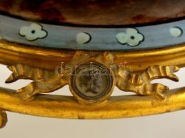 Jelzett (L.M.&) kézzel festett padlóváza réz szerelékkel, hibátlan, m: 46 cm