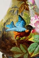 Jelzett (L.M.&) kézzel festett padlóváza réz szerelékkel, hibátlan, m: 46 cm