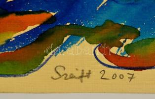 Szeift Béla (1944-2012): Égő madár, akvarell, papír, 25×35 cm