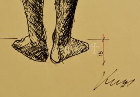 Kass jelzéssel: Férfi test méret tanulmány. Tus, papír, 50×50 cm