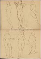 Jelzés nélkül: Aktok. Ceruza, tus, papír, 22x29 cm