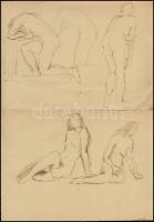 Jelzés nélkül: Aktok. Ceruza, tus, papír, 22x29 cm