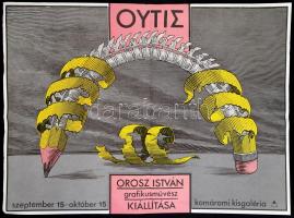 1980 Outis, Orosz István grafikusművész kiállítása a Komáromi Kisgalériában, plakát, hajtásnyomokkal, 64×90 cm