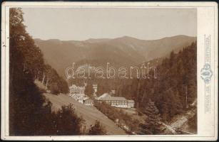 Korytnica látképe, keményhátú fotó, (Besztercebánya), Gutkaiss József (1834-1913), 16x10 cm./ View of Korytnica, boardphoto, (Banská Bystrica), Joseph Gutkaiss (1834-1913), 16x10 cm.