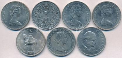 Nagy-Britannia 1953-1965. 1C Cu-Ni 3xklf emlékkiadás + 1972-1981. 25p Cu-Ni 4xklf emlékkiadás T:1-
...