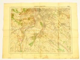 1933 Budapest és Nagytétény térképe, kiadja M. kir. állami térképészet, ragasztott, foltos, 46,5x62,5 cm