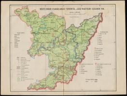 cca 1923-1938 Békés, Bihar, Csanád-Arad-Torontál, Jász-Nagykun-Szolnok vármegye közigazgatási térképe, tervezte Dr. Kéz Andor(1891-1968), Révai Offset, 24x32 cm